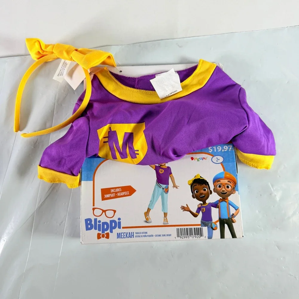 Blippi Meekah Toddler Costume Jumpsuit Headpiece 2T NWT